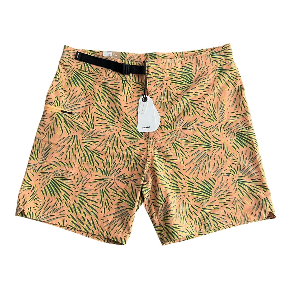 NWT Prana Men's 31 6" Inseam Rock Shock Boardshort Aura Glow Fronds Swim 1969331